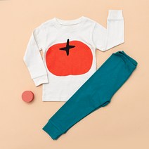 유니프랜드 아동용 레드토마토 오가닉 30수 후라이스 9부 실내복 상하세트