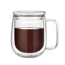 RELEA 내열 유리 티 머그컵 유리커버 350ml, 1개
