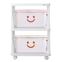 보노하우스 화이트 해피프레임 수납함 2단, A타입(핑크, 옐로우), 1개