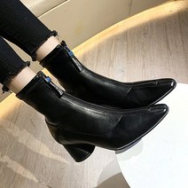 스텔레토 인조 가죽 지퍼 앵클 부츠