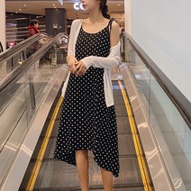 마켓A 숄더 리본 나시 임산부 원피스