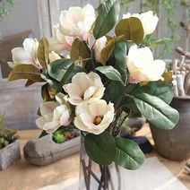 블럭마트 조화 꽃꽂이 목련꽃 3p, 화이트퍼플