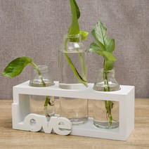 블럭마트 인테리어 화병 나무프레임 3구, 화이트