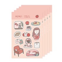 대시앤도트 포근포근 리무버블 스티커, 몽글몽글 카페, 5개