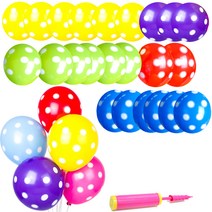 네오텍스 파티쇼 도트 인쇄 풍선 30cm 30p + 손펌프 세트, 랜덤 발송, 1세트