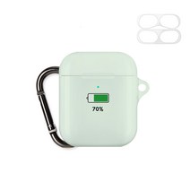 구스페리 퍼센트 디자인 에어팟 1 / 2 세대 케이스 + 철가루 방지 스티커 + 키링, 70