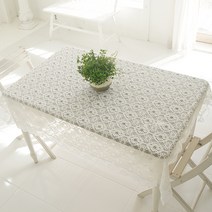 바이데코 리븐 레이스 사각 테이블커버, 화이트, 120 x 140cm