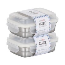 스텐락 큐브 밀폐용기 직사각 3호 350ml, 2개, 용기 + 뚜껑