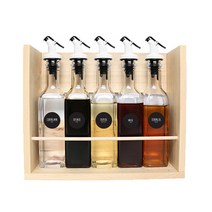 생활만 오일병 원터치퓨어러 오일병 스몰 250ml x 5p   라벨 24종   우드 선반 대 세트, 1세트