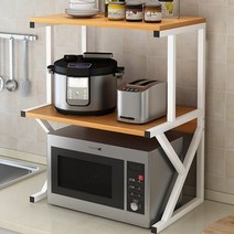 블럭마트 주방 전자렌지선반 2단 TYPE C, 화이트브라운