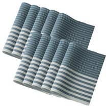 블럭마트 북유럽 스트라이프 PVC 방수 식탁매트 10p, 그린, 45 x 30 cm