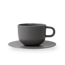 보울보울 볼볼 홈파티 커피잔 350ml + 소서 세트, 차콜그레이, 1세트