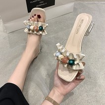 올나인 여성용 패션 비즈 장식 슬리퍼