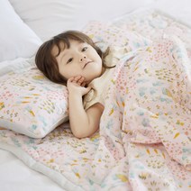 아띠블랑 쿨링 인견 유아동 여름이불 세트, 핑크레빗