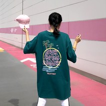 매드시스터 여성용 네버엔딩 오버핏 롱 반팔 티셔츠