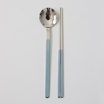 세라믹코팅 아이리스 수저세트 스카이블루, 1세트, 젓가락 + 숟가락