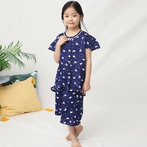 씨엘스토리 여아용 하트코끼리 여름 인견 잠옷 상하의 세트