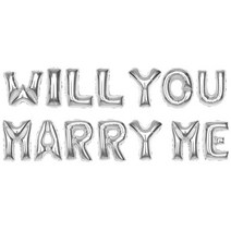 파티해 알파벳 은박 풍선 세트 WILL YOU MARRY ME, 실버, 1세트