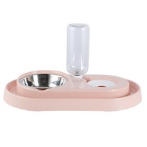 블럭마트 반려동물 더블 그릇 사료 급여기 플러스 급수기, 핑크, 1개