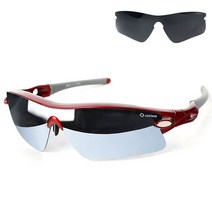 오클랜즈 편광 스포츠 선글라스 + 렌즈 2종 세트 Q360, 프레임(와인), 렌즈(실버 밀러, 블랙)