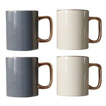 에크렌 24K골드 롱 머그컵 350ml 2종 x 2p 세트, 베이지, 그레이블루, 1세트