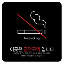 디자인다빈치 금연구역 안내 표지판 블랙 150 x 150 x 5 mm, 심플형 과태료, 1개