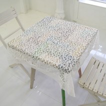 바이데코 블루밍 자카드 레이스 사각 식탁보, 화이트, 120 x 140 cm