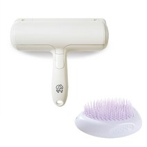 멍냥 반려동물 털 제거 반영구 돌돌이 19cm + 브러쉬 세트, 랜덤발송(돌돌이), 퍼플(브러쉬), 1세트