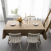 예뻐유 린넨 방수 식탁보, 130 x 170 cm, 브라운