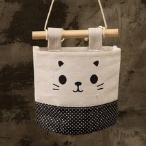 유미상사 고양이 벽걸이 수납포켓, 블랙도트