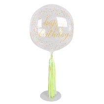 파티쇼 오브은박풍선 스탠드 태슬수술홀로그램 35cm 세트, 생일파스텔컨페티 + 라임그린, 1세트