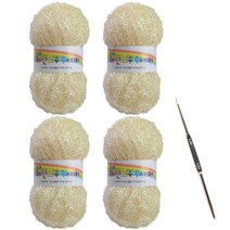 레인보우 펄 수세미실 80g x 4p + 코바늘 세트, 1세트, 11콘실크