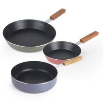 스칼렛 매직 인덕션 후라이팬 3종세트, 혼합색상, 후라이팬 20cm + 28cm + 딥후라이팬 26cm