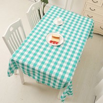 알럽홈 컬러체크 웨이브 정사각형 식탁보, 민트, 180 x 180 cm