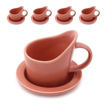 달소금 예쁜 도자기 싱글 종이컵 홀더 받침 5p세트, 라이트코랄 유광