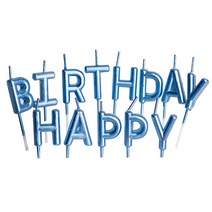HAPPY BIRTHDAY 생일 캔들 세트, 메탈릭블루, 4세트