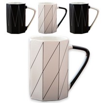 레겐보겐 예그리나 라인 머그컵 400ml 2종 x 2p 세트, 블랙, 화이트, 1세트