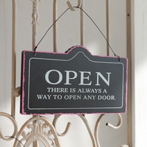 미스모네 빈티지 우드 오픈 클로즈드 행잉 사인보드, 블랙