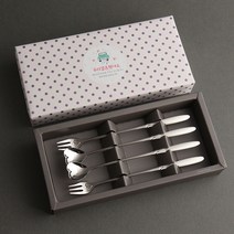 인스푼 엔젤하트 롱앤롱 결혼답례품A 세트, 6개, 롱티스푼 2p + 롱포크 2p