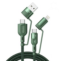맥도도 4 in 1 멀티 PD 고속충전 케이블 1.2m, 그린, 1개