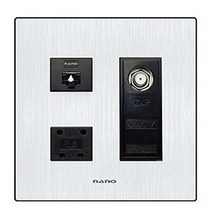 나노 아트2 정사각 콘센트 커버 8P + 4P + CATV 2방 블랙, 1개