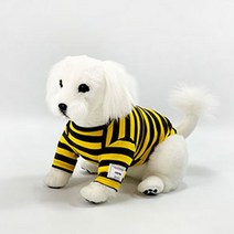 유앤펫 강아지 올데이 스트라이프 티셔츠, 옐로우 다크그레이