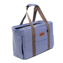 스트라이프 반려동물 이동 가방, 블루