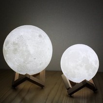 옆동네몰 입체 달 충전식 밝기조절 LED 무드등 2색 20cm, 혼합색상
