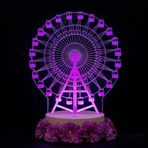 파사칼리아 아크릴 무드등 FA-001 드림시티 대관람차 중간사이즈 + 리모컨, 원목 정원형C