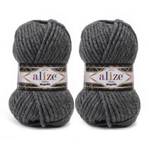 마마니트 슈퍼라나 메가필 털실 2p, 182 그레이, 55m