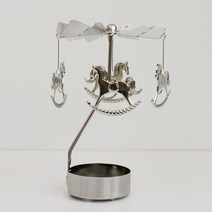 옆동네몰 회전하는 회전목마 티라이트 캔들 홀더, 실버