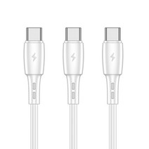 빕판 고속 충전 케이블 X5 C타입 2m CB-X5, 화이트, 3개