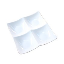 사각 4구 나눔접시 20cm, 화이트, 1개