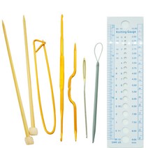 크래프트하우스 막힘대바늘 4mm 2p + 마감핀 + 코바늘3/5 + 꽈배기핀 + 돗바늘 + 실끼우기 + 게이지자, 혼합색상, 1세트